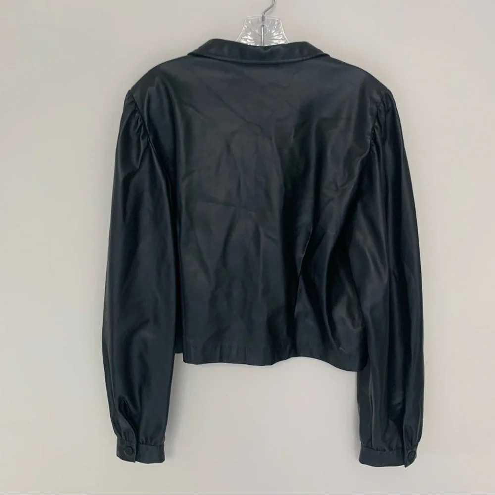 NWOT Zara Black Faux Leather Cropped Jacket XXL - Picture 6 of 14